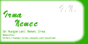 irma nemec business card